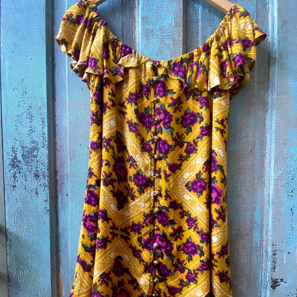 Off The Shoulder Button Down Mini Dress